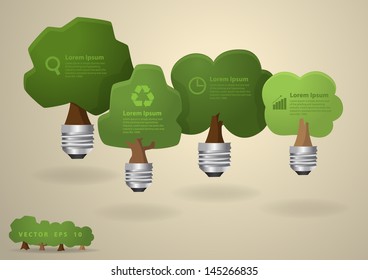 Bulb light with tree inside nature banner, Vector illustration modern design template