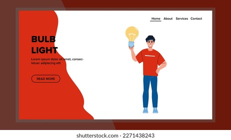 bulb light vector. glass lamp, idea electric, energy technology, electricity power bulb light web flat cartoon illustration
