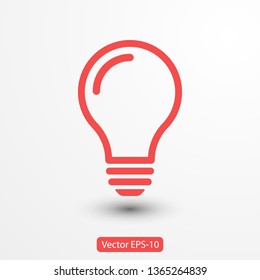 Bulb light vector icon. Lighting Electric lamp. Electricity, shine. Light Bulb icon vector, isolated on background. Bulb light icon - Idea sign, solution. Bulb light symbol Energy 