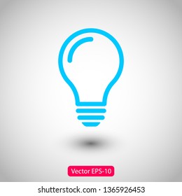 Bulb light vector icon. Lighting Electric lamp. Electricity, shine. Light Bulb icon vector, isolated on background. Bulb light icon - Idea sign, solution. Bulb light symbol Energy 