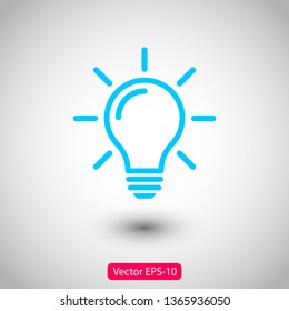 Bulb light vector icon. Lighting Electric lamp. Electricity, shine. Light Bulb icon vector, isolated on background. Bulb light icon - Idea sign, solution. Bulb light symbol Energy 