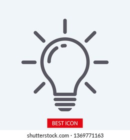 Bulb light vector icon. Lighting Electric lamp. Electricity, shine. Light Bulb icon vector, isolated on background. Bulb light icon - Idea sign, solution. Bulb light symbol Energy 