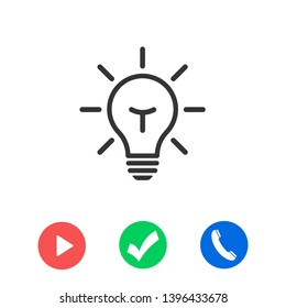 Bulb light vector icon. Lighting Electric lamp. Electricity, shine. Light Bulb icon vector, isolated on background. Bulb light icon - Idea sign, solution. Bulb light symbol Energy 