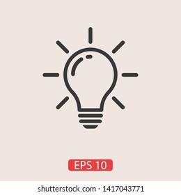 Bulb light vector icon. Lighting Electric lamp. Electricity, shine. Light Bulb icon vector, isolated on background. Bulb light icon - Idea sign, solution. Bulb light symbol Energy 
