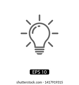 Bulb light vector icon. Lighting Electric lamp. Electricity, shine. Light Bulb icon vector, isolated on background. Bulb light icon - Idea sign, solution. Bulb light symbol Energy 