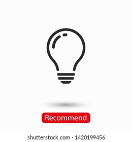 Bulb light vector icon. Lighting Electric lamp. Electricity, shine. Light Bulb icon vector, isolated on background. Bulb light icon - Idea sign, solution. Bulb light symbol Energy 