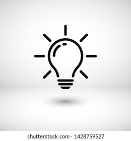 Bulb light vector icon. Lighting Electric lamp. Electricity, shine. Light Bulb icon vector, isolated on background. Bulb light icon - Idea sign, solution. Bulb light symbol Energy