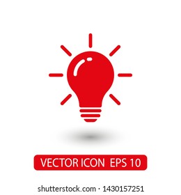 Bulb light vector icon. Lighting Electric lamp. Electricity, shine. Light Bulb icon vector, isolated on background. Bulb light icon - Idea sign, solution. Bulb light symbol Energy