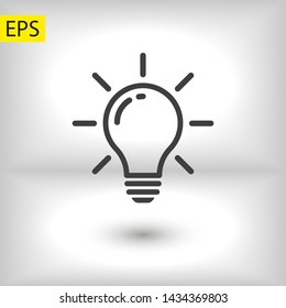 Bulb light vector icon. Lighting Electric lamp. Electricity, shine. Light Bulb icon vector, isolated on background. Bulb light icon - Idea sign, solution. Bulb light symbol Energy