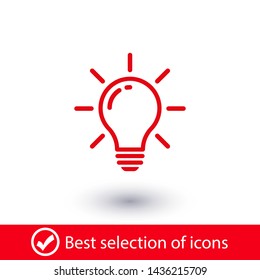 Bulb light vector icon. Lighting Electric lamp. Electricity, shine. Light Bulb icon vector, isolated on background. Bulb light icon - Idea sign, solution. Bulb light symbol Energy