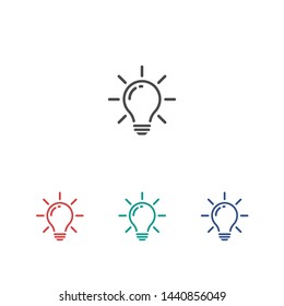 Bulb light vector icon. Lighting Electric lamp. Electricity, shine. Light Bulb icon vector, isolated on background. Bulb light icon - Idea sign, solution. Bulb light symbol Energy