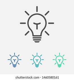 Bulb light vector icon. Lighting Electric lamp. Electricity, shine. Light Bulb icon vector, isolated on background. Bulb light icon - Idea sign, solution. Bulb light symbol Energy
