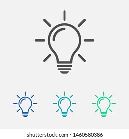 Bulb light vector icon. Lighting Electric lamp. Electricity, shine. Light Bulb icon vector, isolated on background. Bulb light icon - Idea sign, solution. Bulb light symbol Energy