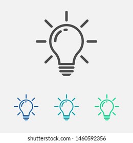 Bulb light vector icon. Lighting Electric lamp. Electricity, shine. Light Bulb icon vector, isolated on background. 