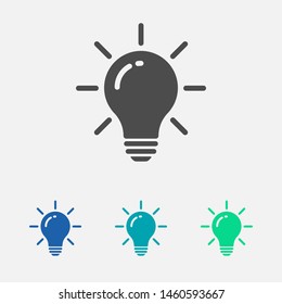 Bulb light vector icon. Lighting Electric lamp. Electricity, shine. Light Bulb icon vector, isolated on background. 