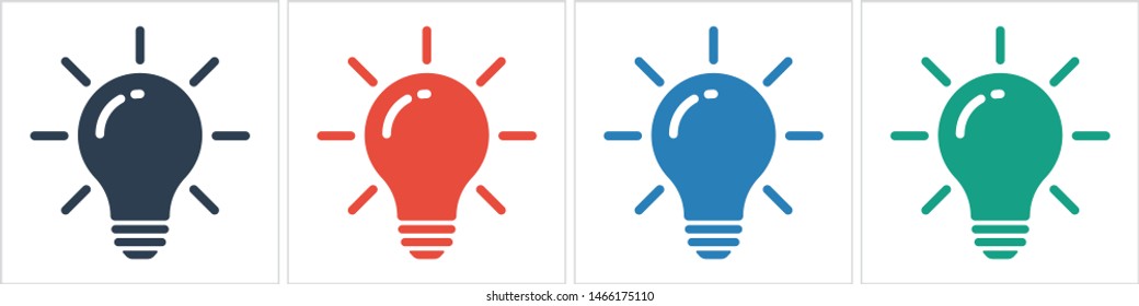 Bulb light vector icon. Lighting Electric lamp. Electricity, shine. Light Bulb icon vector, isolated on background. Bulb light icon - Idea sign, solution. Bulb light symbol Energy