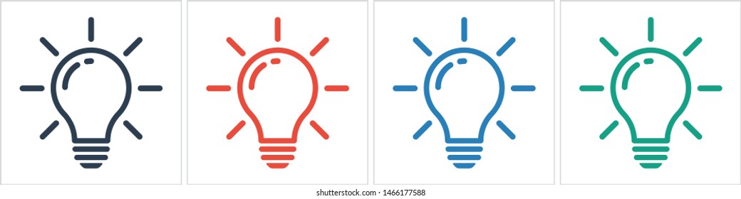 Bulb light vector icon. Lighting Electric lamp. Electricity, shine. Light Bulb icon vector, isolated on background. Bulb light icon - Idea sign, solution. Bulb light symbol Energy