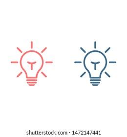Bulb light vector icon. Lighting Electric lamp. Electricity, shine. Light Bulb icon vector, isolated on background. Bulb light icon - Idea sign, solution. Bulb light symbol Energy