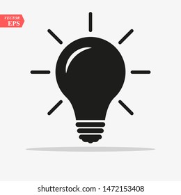 Bulb light vector icon. Lighting Electric lamp. Electricity, shine. Light Bulb icon vector, isolated on background. Bulb light icon - Idea sign, solution. Bulb light symbol Energy - Vector