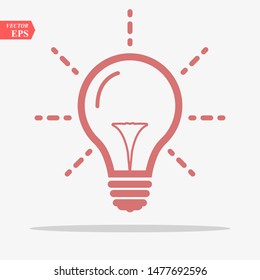 Bulb light vector icon. Lighting Electric lamp. Electricity, shine. Light Bulb icon vector, isolated on background. Bulb light icon - Idea sign, solution. Bulb light symbol Energy