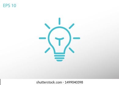 Bulb light vector icon. Lighting Electric lamp. Electricity, shine. Light Bulb icon vector, isolated on background. 