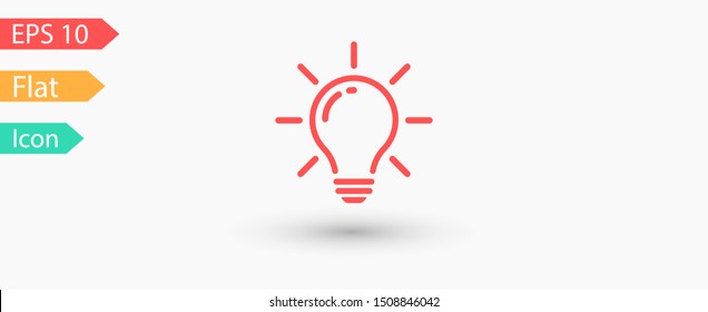 Bulb light vector icon. Lighting Electric lamp. Electricity, shine. Light Bulb icon vector, isolated on background. Bulb light icon - Idea sign, solution. Bulb light symbol Energy