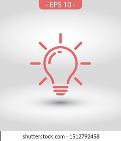 Bulb light vector icon. Lighting Electric lamp. Electricity, shine. Light Bulb icon vector, isolated on background. Bulb light icon - Idea sign, solution. Bulb light symbol Energy