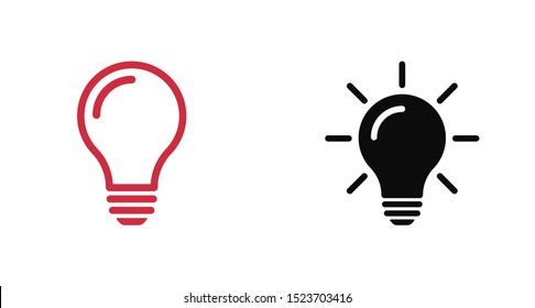 Bulb light vector icon. Lighting Electric lamp. Electricity, shine. Light Bulb icon vector, isolated on background. Bulb light icon - Idea sign, solution. Bulb light symbol Energy