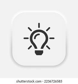 Bulb light vector icon. Lighting Electric lamp. Electricity, shine. Idea symbol in neumorphism style. Vector EPS 10