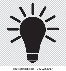 Bulb Light Vektorsymbol. Beleuchtung Elektrische Lampe. Elektrizität, glänzend. Hellblümler Symbol, Vektorgrafik einzeln auf Hintergrund. Leuchtensymbol - Ideenzeichen, Lösung. Leuchtensymbol Energie