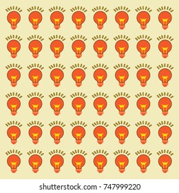 Bulb light, vector, icon,  on yellow background 