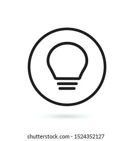 Bulb light vector icon in outline style. Lighting Electric lamp. Inspiration icon isolated on white background. Love favorite idea sign suitable for logo, user interface, mobile app, web design. 