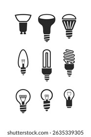 Lâmpada ícone de vetor de luz definir ilustração sobre fundo branco ilustração de stock