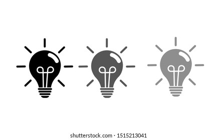 Bulb light vector icons set. Trendy flat vector light lamp icons with concept of idea on white background