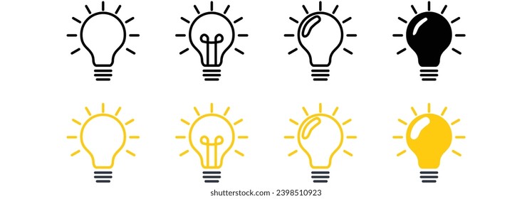 Bulb lightning icon set vector