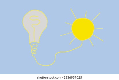 Bulb lightning illustration image. 
Hand drawn image artwork of lightning.
Simple cute original logo.
Hand drawn vector illustration for posters, cards, t-shirts.