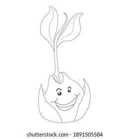 bulb line art with face