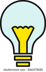 Diseño de iconos vectoriales rellenos en línea de bombilla
