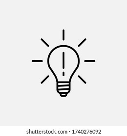 Bulb line icon. Idea and illumination, inspiration symbol. logo. Outline design editable stroke. For yuor design. Stock - Vector illustration