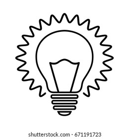 Bulb line icon. Shining light bulb with rays. Suitable for idea, invention or discovery concept sign. Vector Illustration