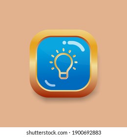 Bulb line icon vector. Gold square button on Cream color background