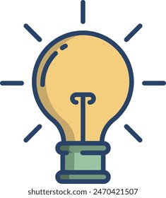 Ilustración vectorial de color lineal de bombilla