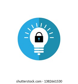 bulb lock icon ,colorful bulb and lock concept