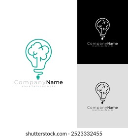 Lampe Logo und Gehirn-Design-Technologie, Linie Stil