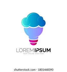 bulb logo and brain design template