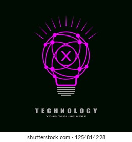 Bulb logo, bright lamp vector for business corporate, technology icon, sign, symbol, industrial emblem, bulb shape, light, illustration element, X,