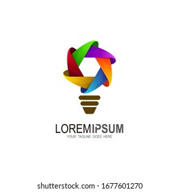 Bulb logo design abstract, Hexagon and bulb logo