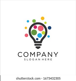 Bulb Logo Design Colorful . Idea creative light bulb logo . Smart bulb tech logo icon . Bulb digital logo technology Idea