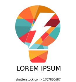 Plantilla de ilustración de diseño de logotipo en masa. hay bombilla y yeso de lorem