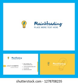 Bulb Logo design with Tagline & Front and Back Busienss Card Template. Vector Creative Design